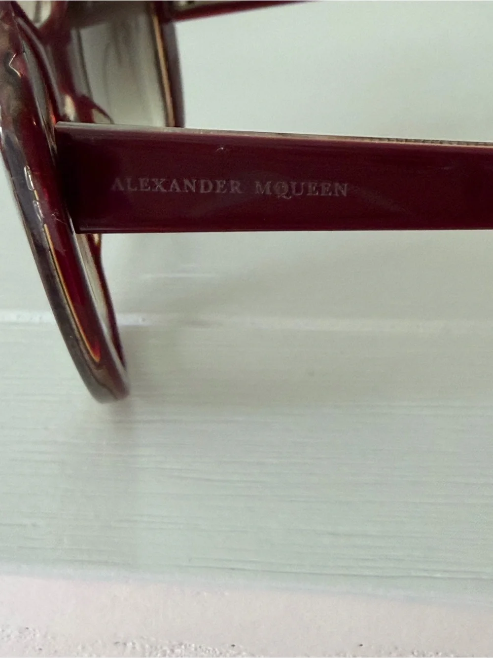 Alexander McQueen Burgundy Gradient Lens Sunglasses